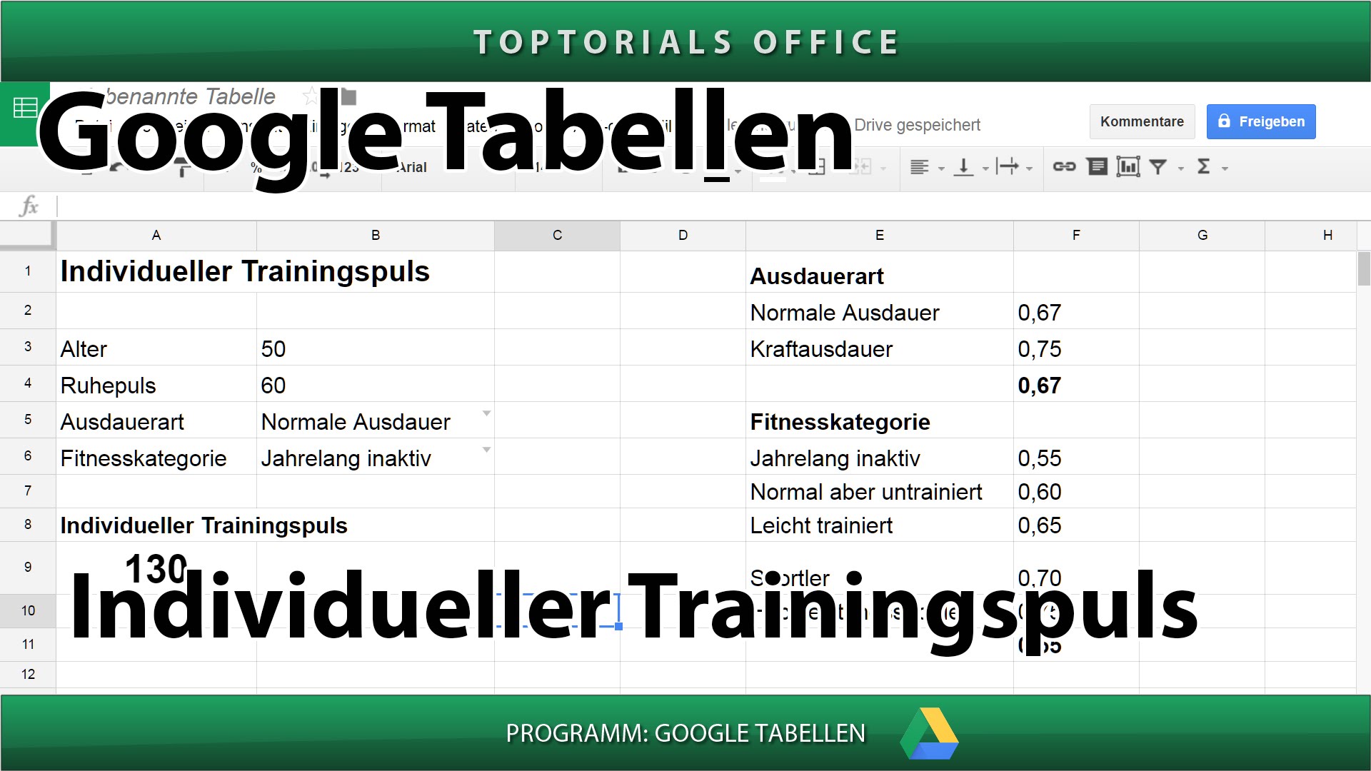 Trainingspuls nach Lagerström-Formel (Google Tabelle) - TOPTORIALS1920 x 1080