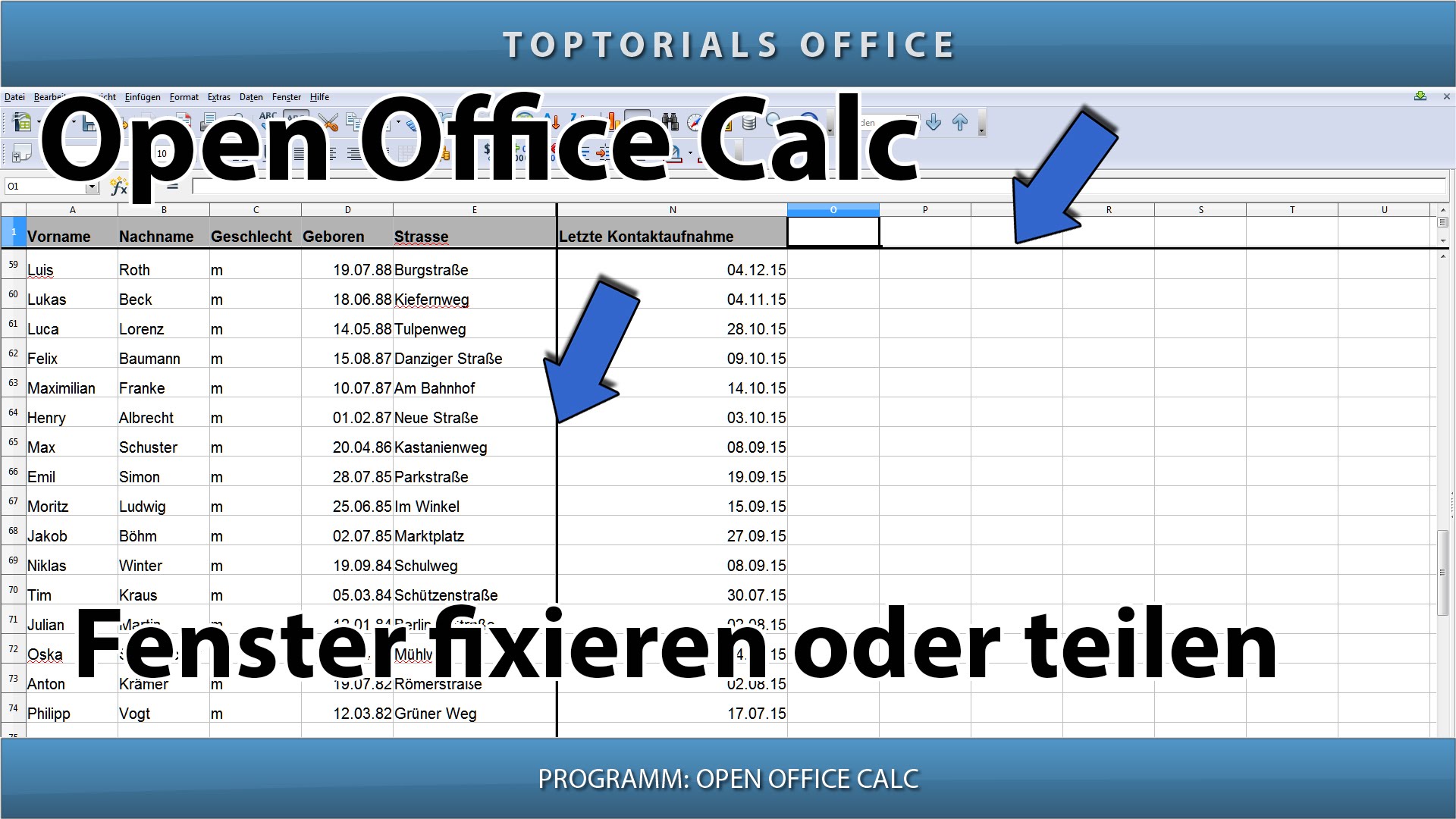 Fenster teilen oder fixieren (Open Office Calc) - TOPTORIALS1920 x 1080