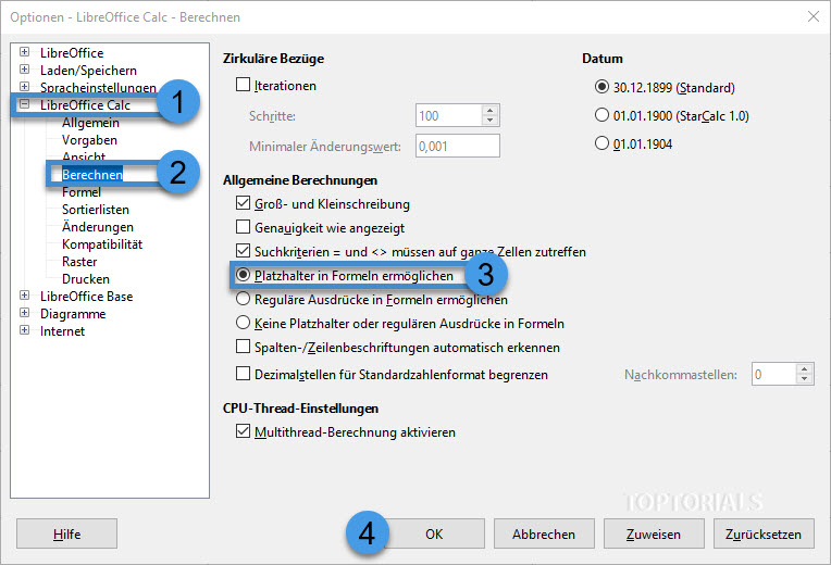 LibreOffice Calc Reguläre Ausdrücke aktivieren