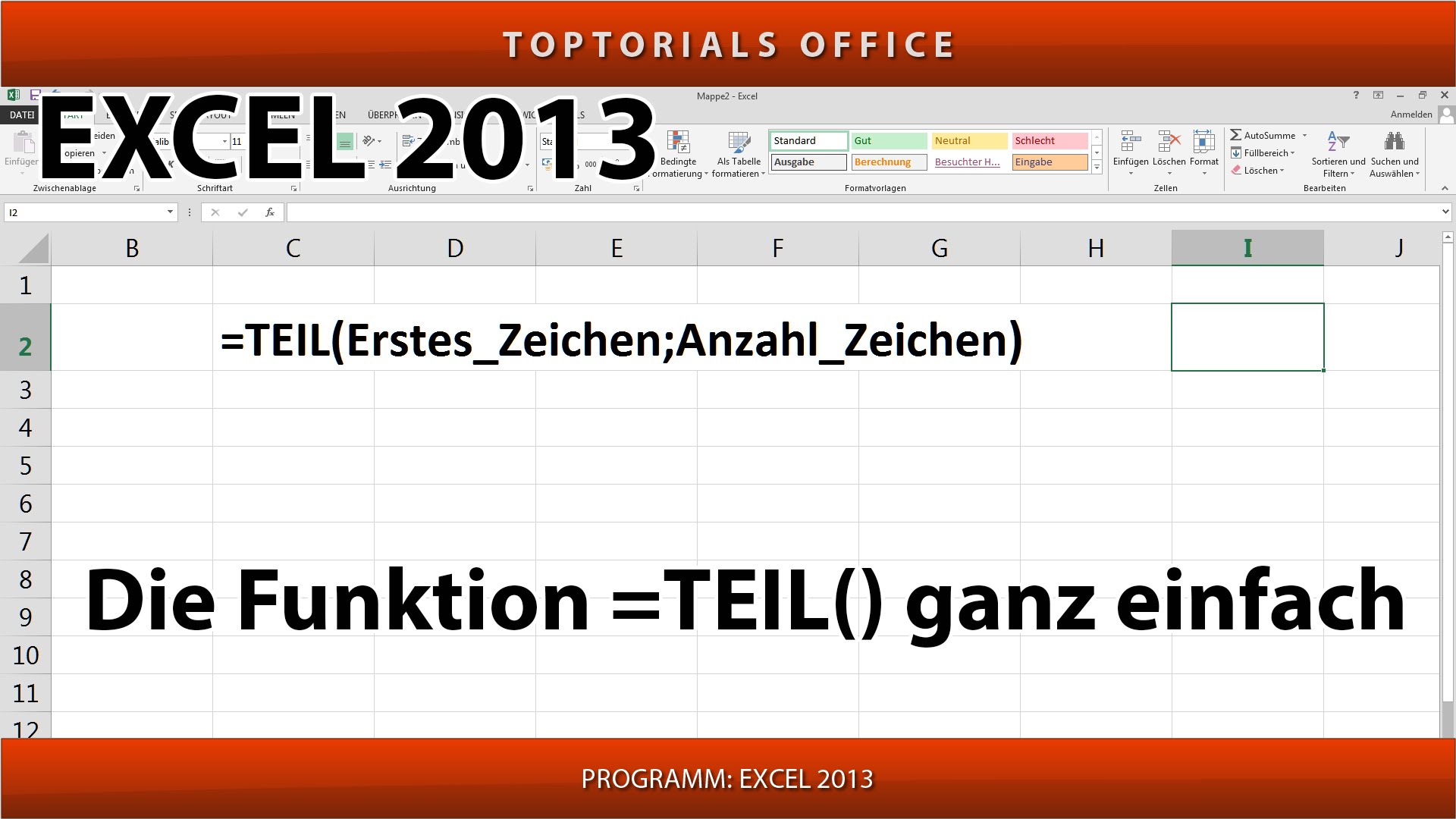 Einen Teil vom Text extrahieren mit TEIL (Excel) - TOPTORIALS