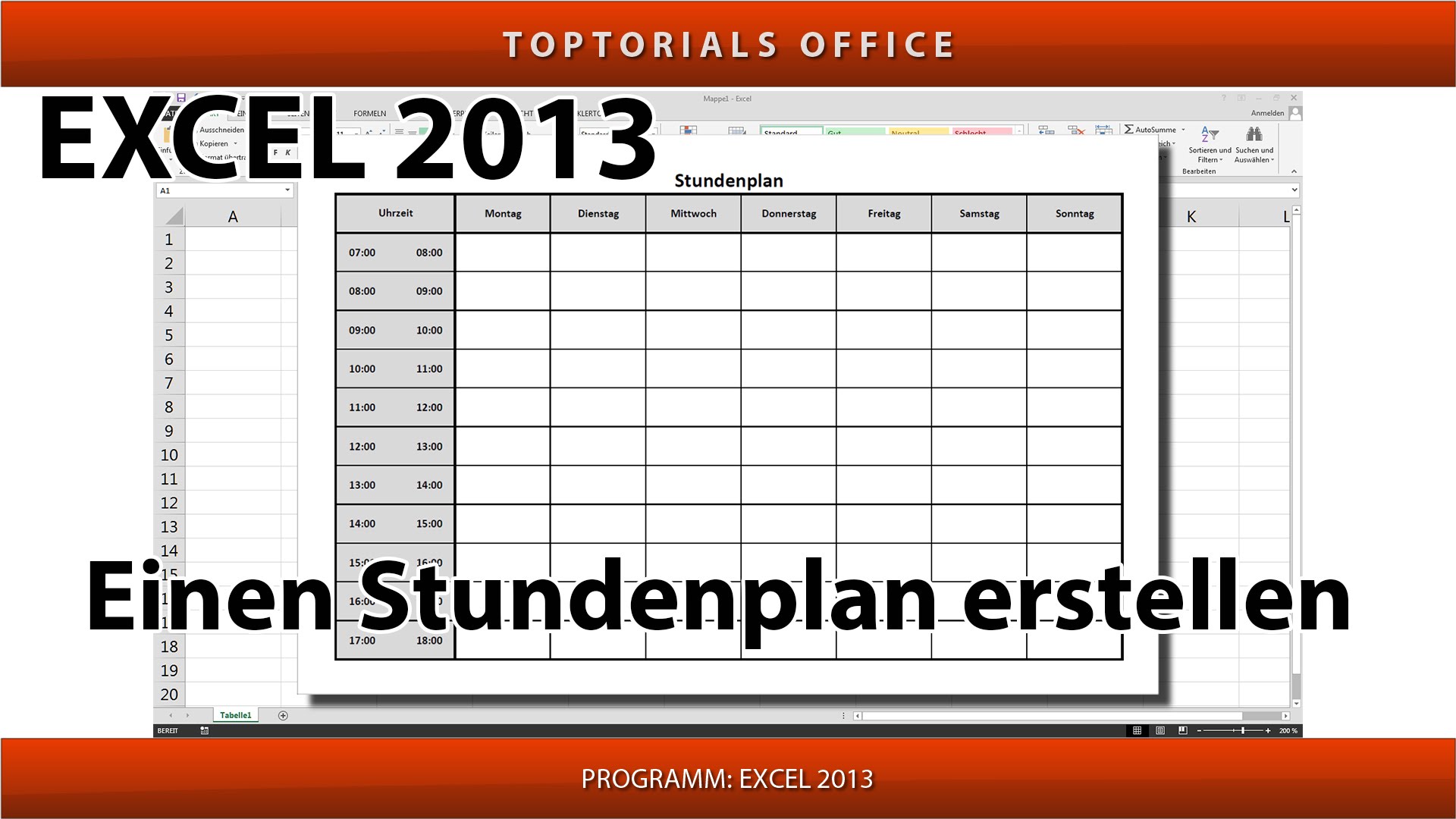Stundenplan / Tagesplan erstellen (Excel) - TOPTORIALS