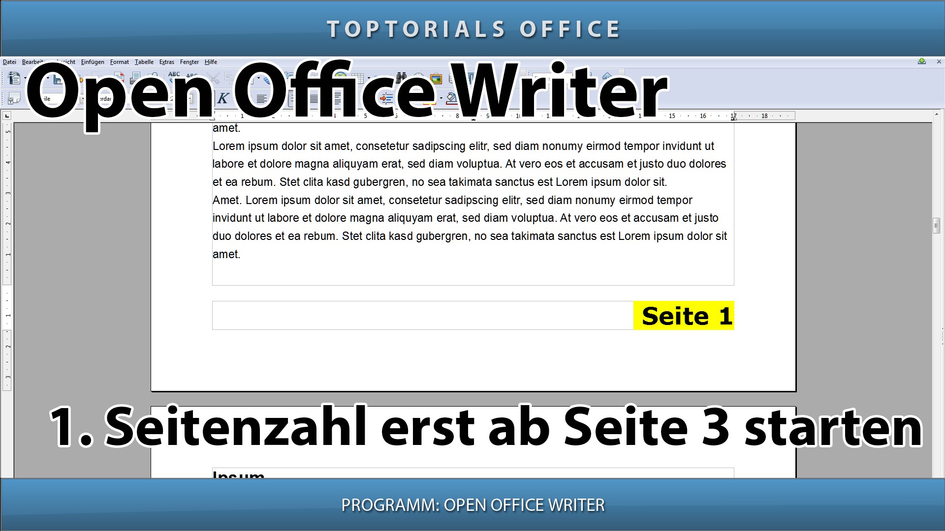 1 Seitenzahl Z B Erst Ab Seite 3 Beginnen Open Office Writer Toptorials