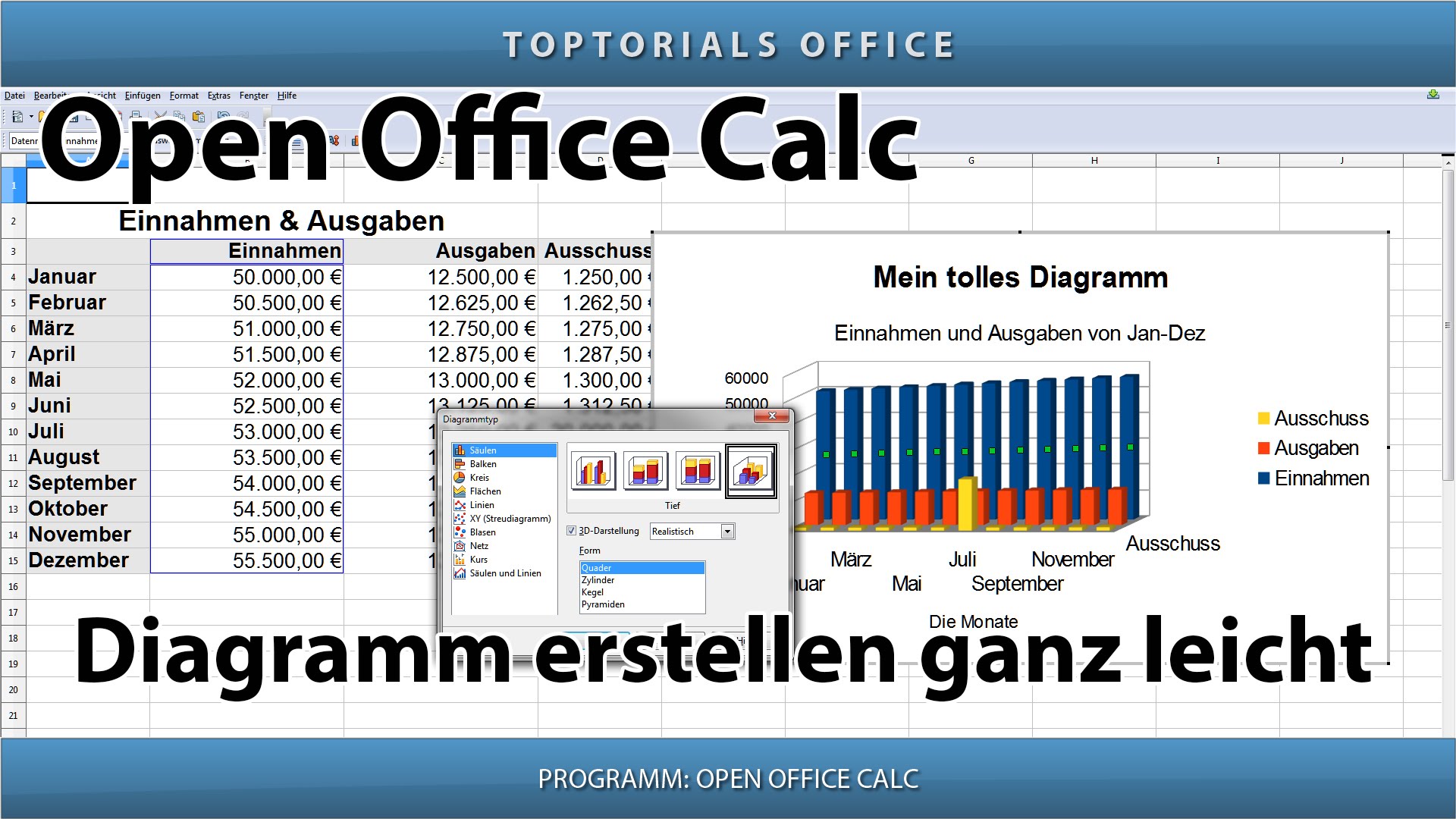 Diagramm Erstellen Ganz Leicht Balken Kreis Liniendiagramm Openoffice Calc Toptorials