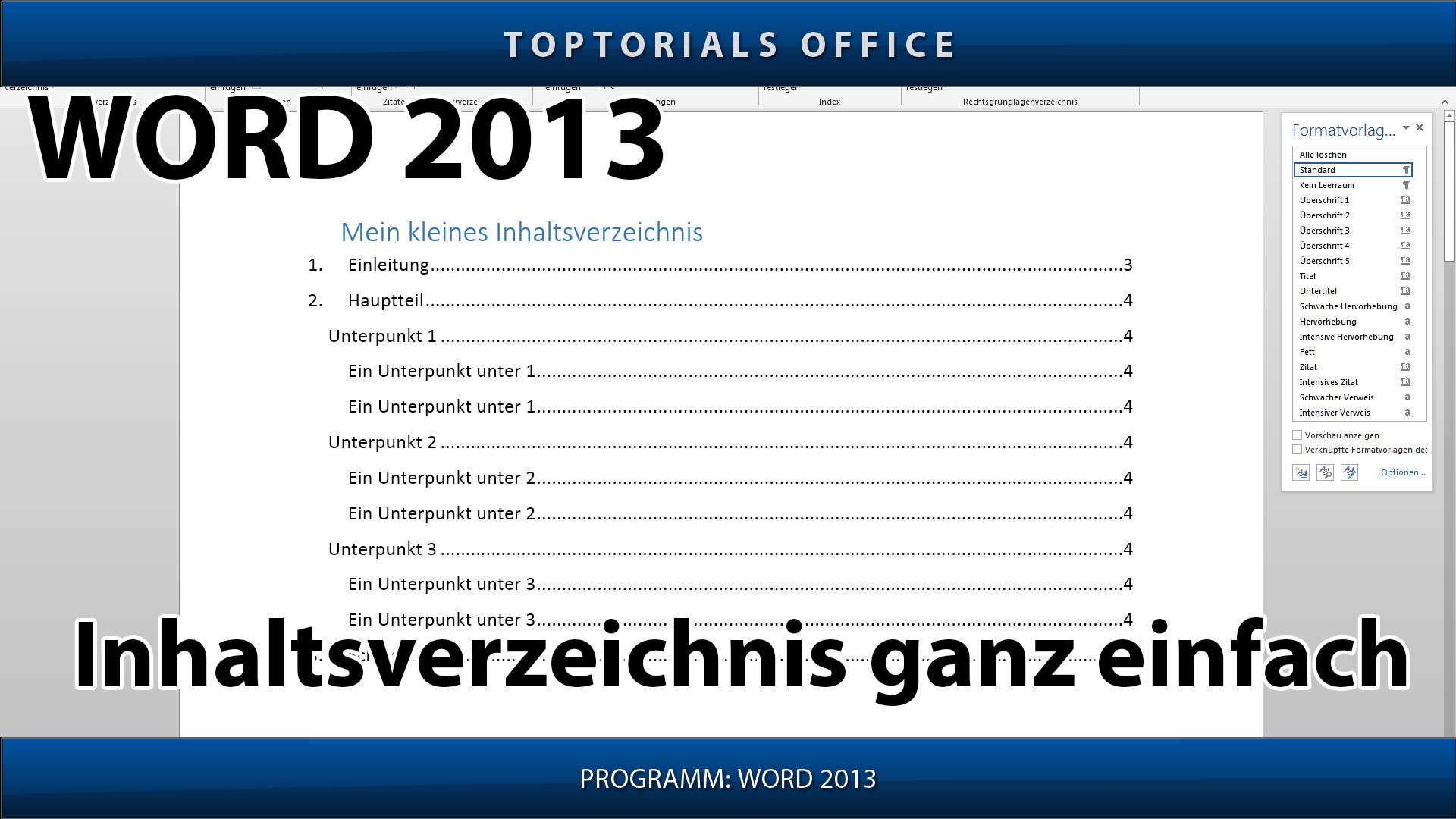 Inhaltsverzeichnis erstellen mit Microsoft Word - TOPTORIALS