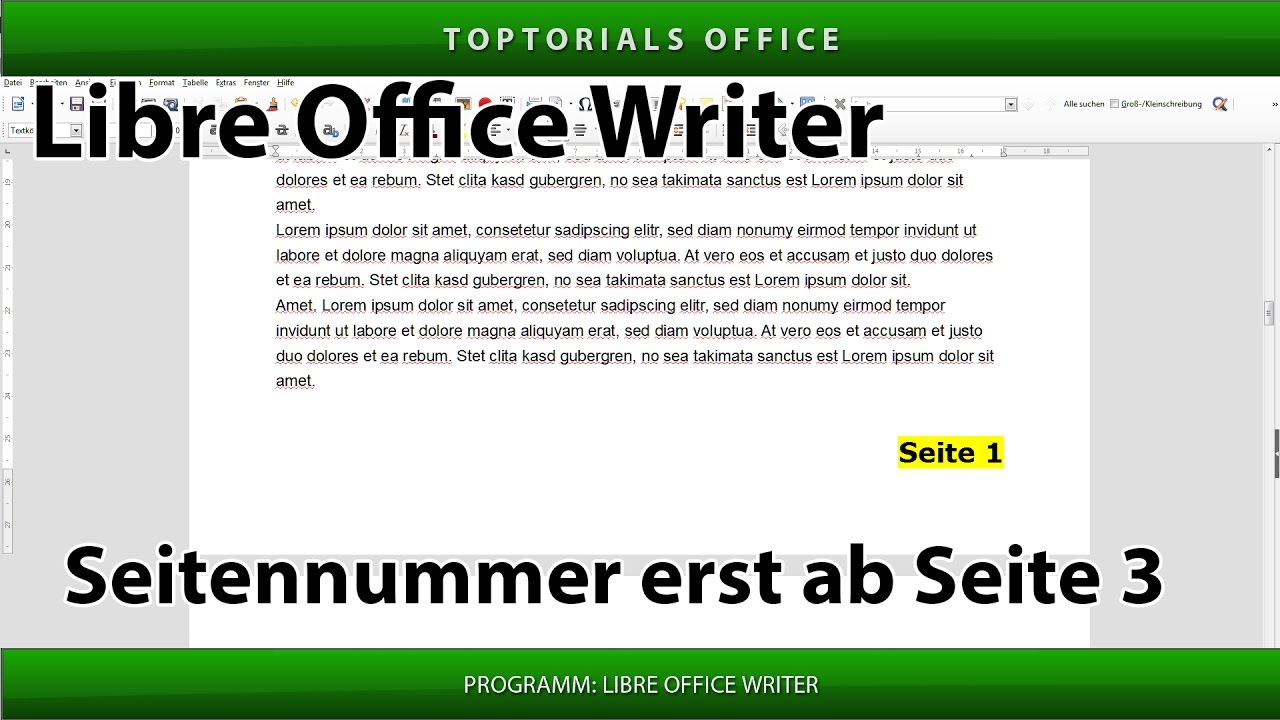 Seitennummerierung Erst Ab Seite 3 Beginnen (LibreOffice Writer ...