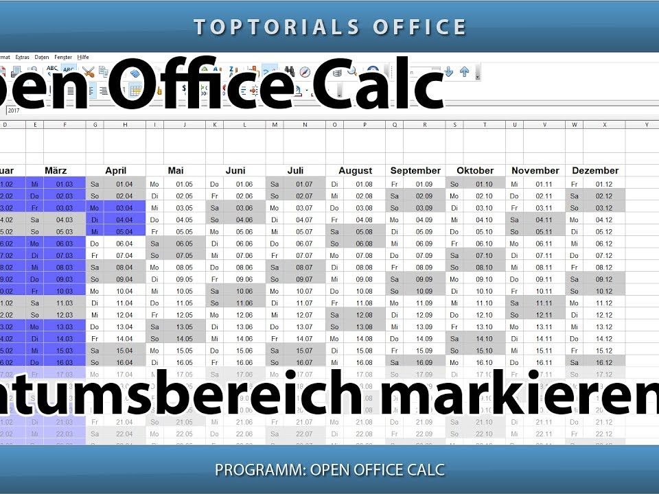 Vorschaubild Datumsbereich im Kalender mit OpenOffice Calc markieren + Download
