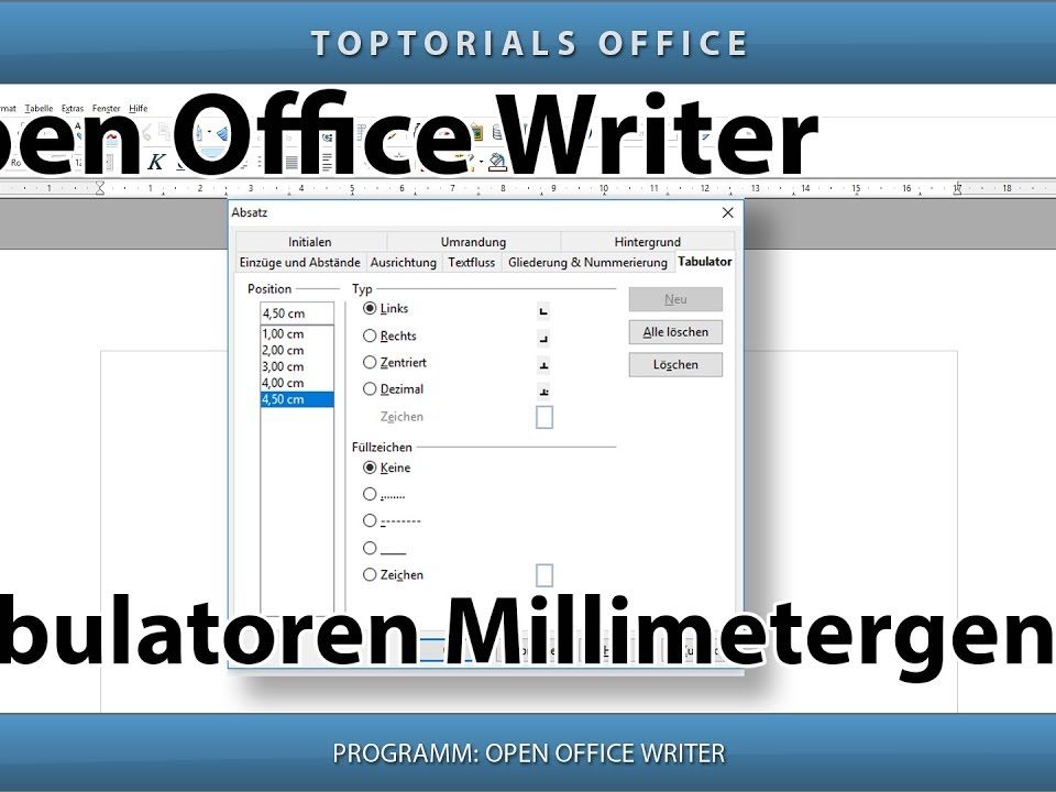 Vorschaubild Tabulatoren setzen Millimetergenau in OpenOffice Writer