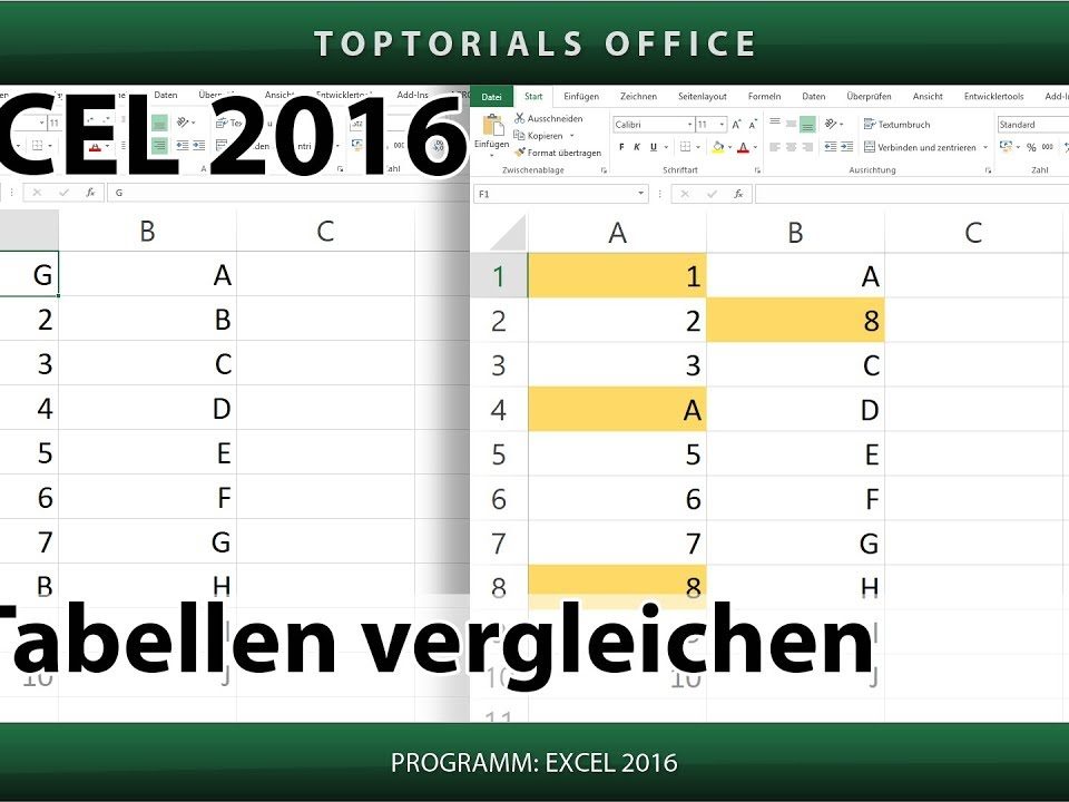 Vorschaubild 2 Tabellen in Excel vergleichen