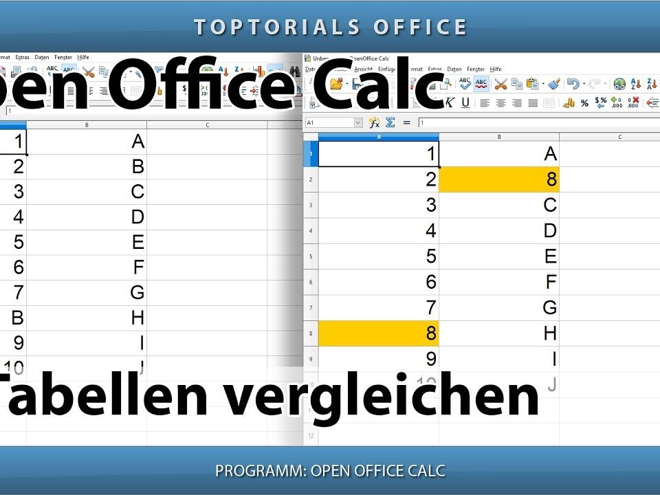 Vorschaubild 2 Tabellen vergleichen mit OpenOffice Calc