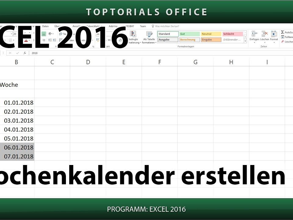 Vorschaubild Dynamischen Wochenkalender erstellen in Excel