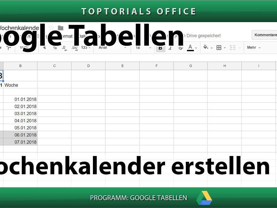 Vorschaubild Dynamischen Wochenkalender erstellen in Google Tabellen