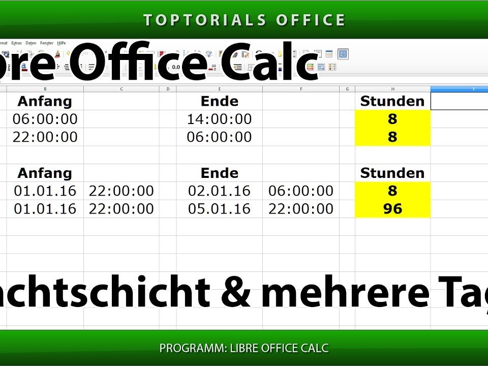 Vorschaubild Kalender Datum und Zeit in LibreOffice Calc