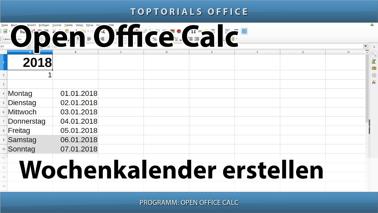 Kalender Datum Zeit (OpenOffice Calc) - TOPTORIALS