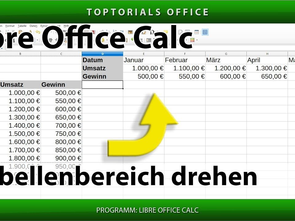 Vorschaubild Tabelle drehen LibreOffice Calc