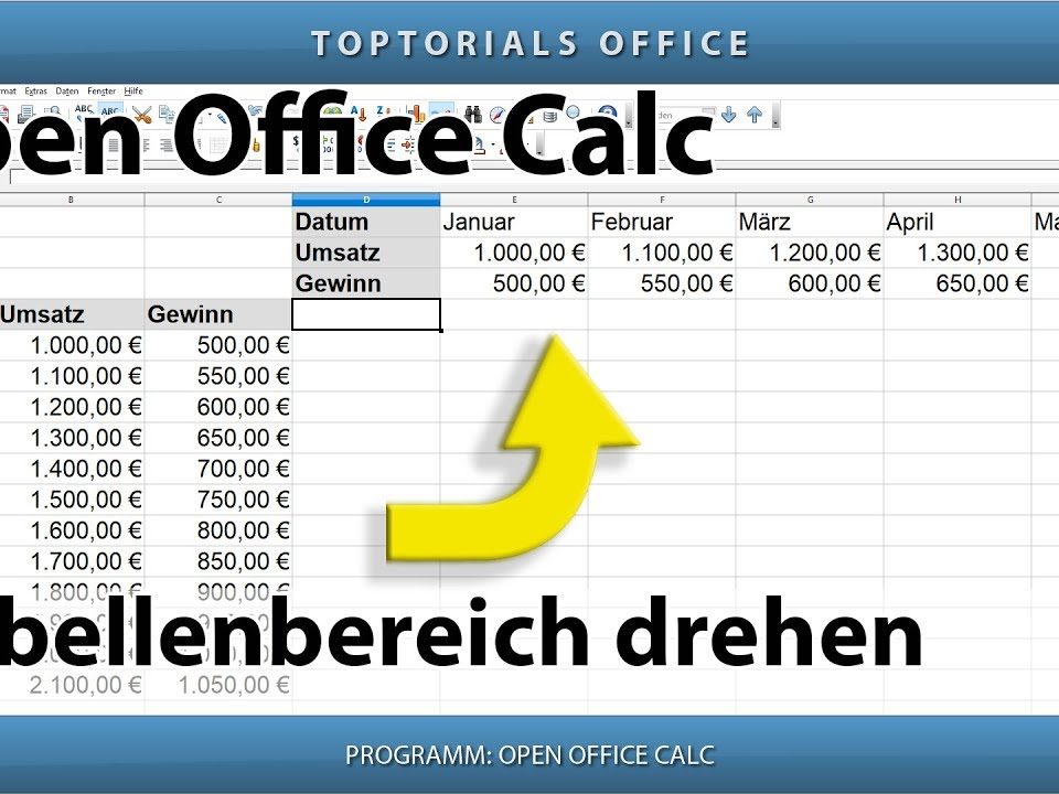 Vorschaubild Tabelle drehen OpenOffice Calc