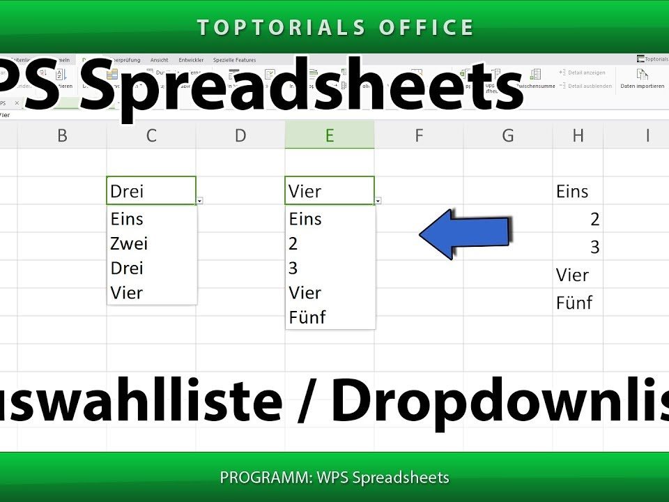 Vorschaubild Auswahlliste oder Dropdownliste erstellen mit WPS Spreadsheets