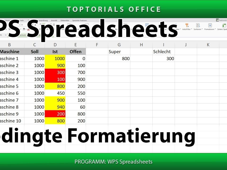Vorschaubild Bedingte Formatierung mit WPS Spreadsheets