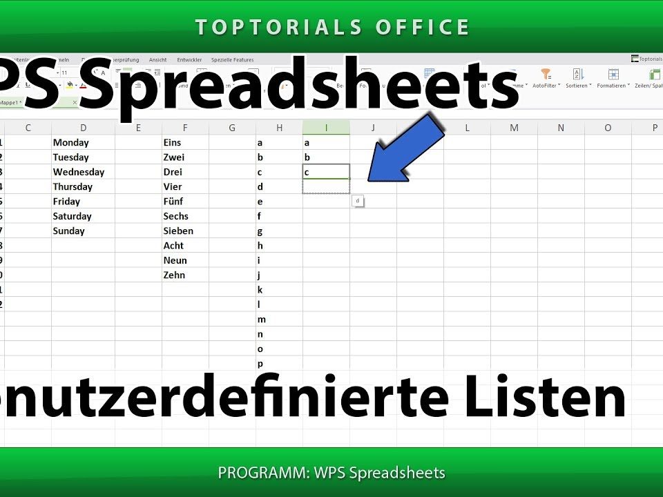 Vorschaubild Benutzerdefinierte Listen mit WPS Spreadsheets erstellen