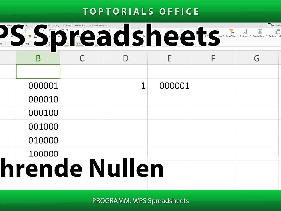 Vorschaubild Führende Nullen mit WPS Spreadsheets