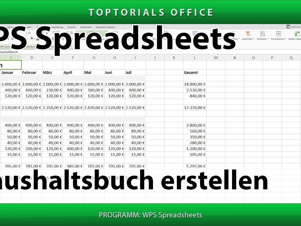 Vorschaubild Haushaltsbuch erstellen mit WPS Spreadsheets + Download