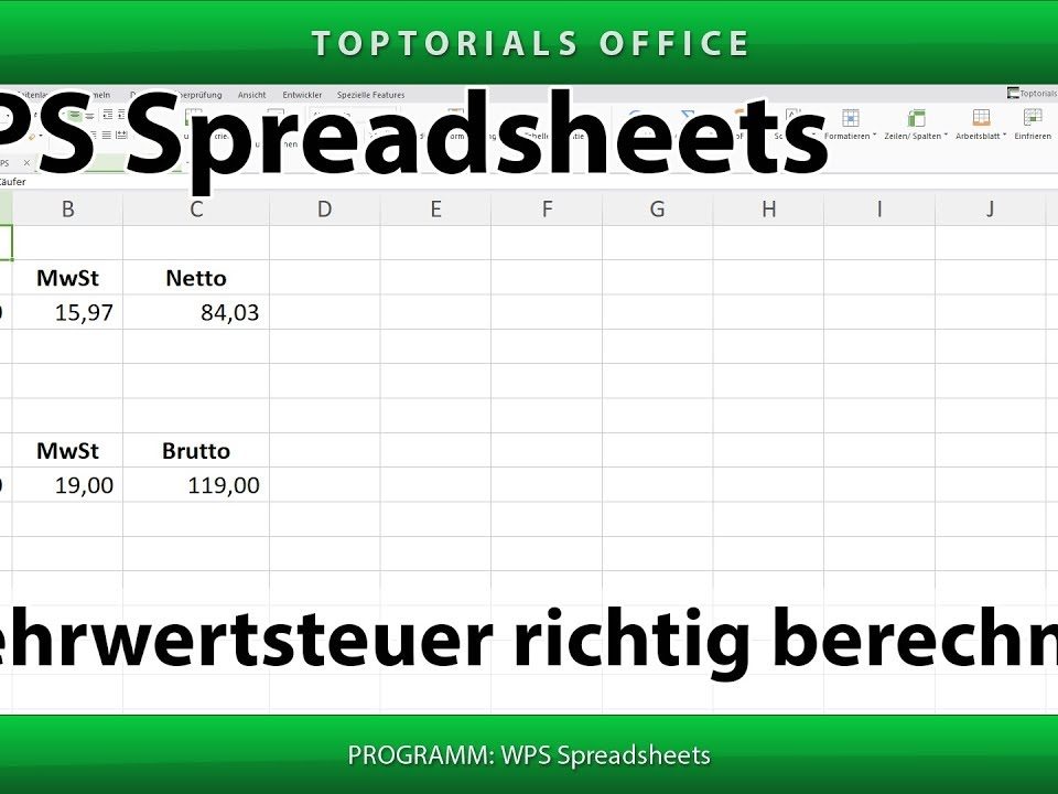 Vorschaubild Mehrwertsteuer richtig berechnen mit WPS Spreadsheets