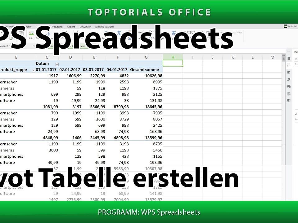 Vorschaubild Pivot Tabelle erstellen mit WPS Spreadsheets