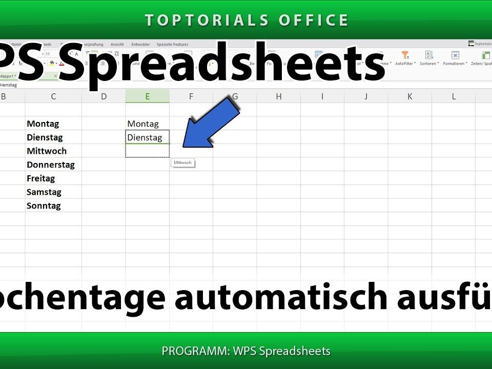 Vorschaubild Wochentage automatisch ausfüllen lassen mit WPS Spreadsheets