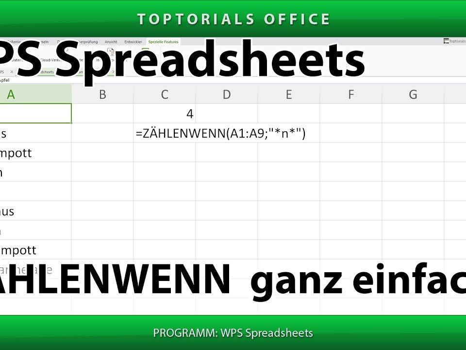 Vorschaubild ZÄHLENWENN ganz einfach mit WPS Spreadsheets