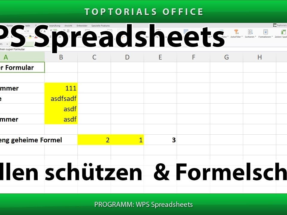 Vorschaubild Zellen schützen und Formelschutz WPS Spreadsheets