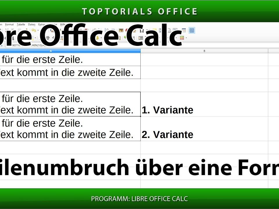 Vorschaubild Zeilenumbruch über eine Formel mit LibreOffice Calc