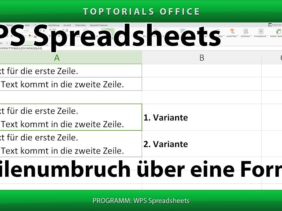 Vorschaubild Zeilenumbruch über eine Formel mit WPS Spreadsheets