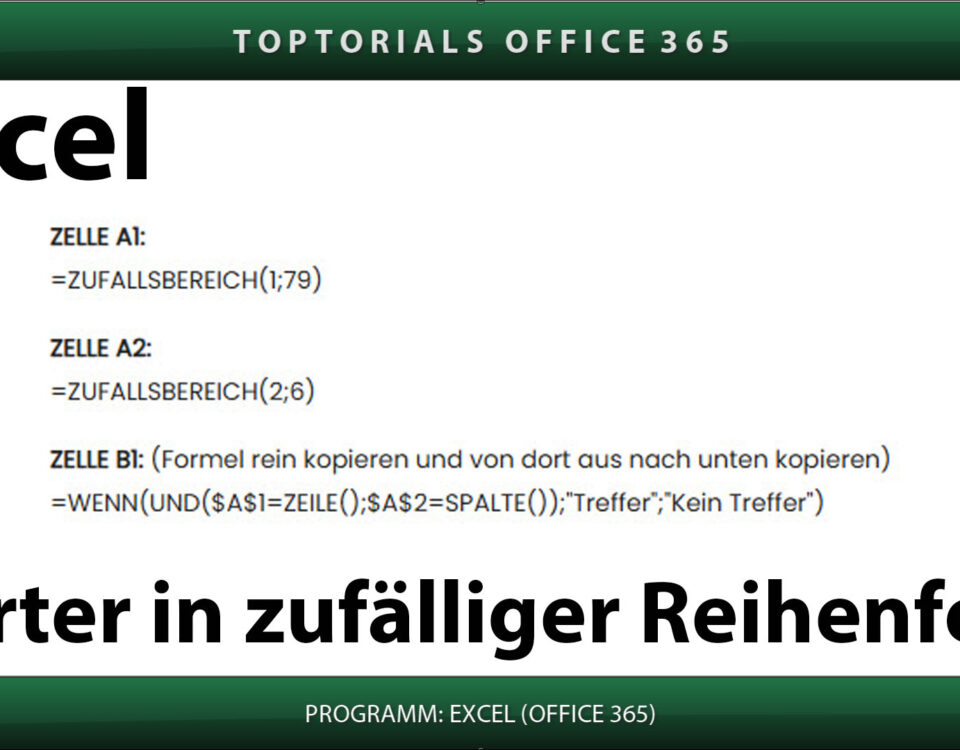 Excel Wörter in zufälliger Reihenfolge