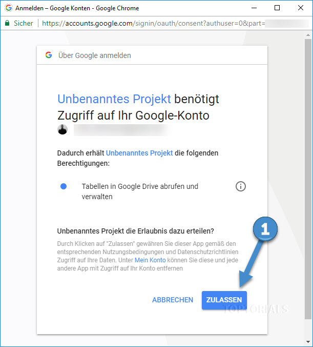 Google Tabellen Script Erlaubnis erteilen