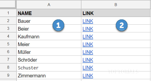 Link zur zelle einer anderen Tabelle Basis