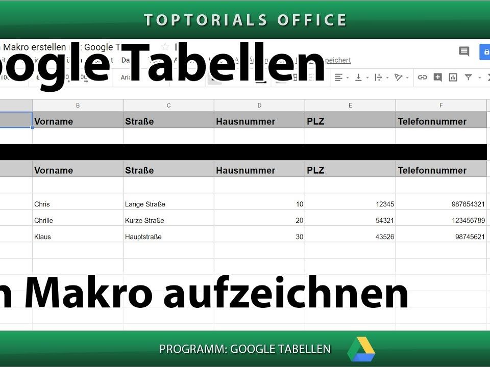 Vorschaubild Ein Makro mit Google Tabellen aufzeichnen