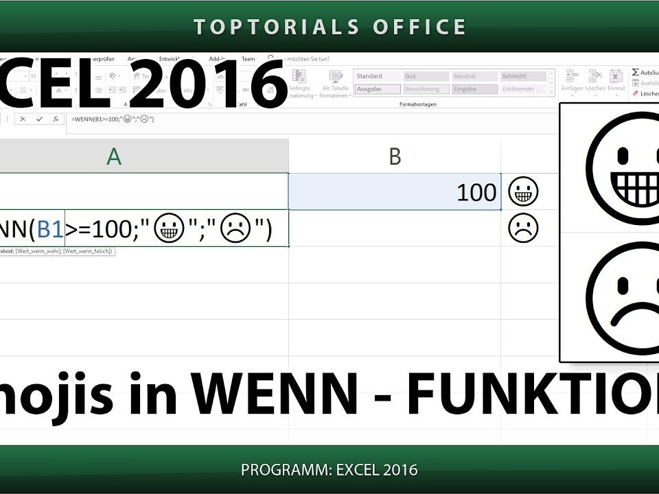 Vorschaubild Emojis in einer WENN Funktion mit Excel