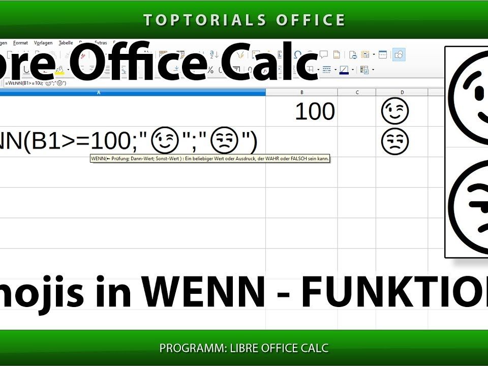 Vorschaubild Emojis in einer WENN Funktion mit LibreOffice Calc