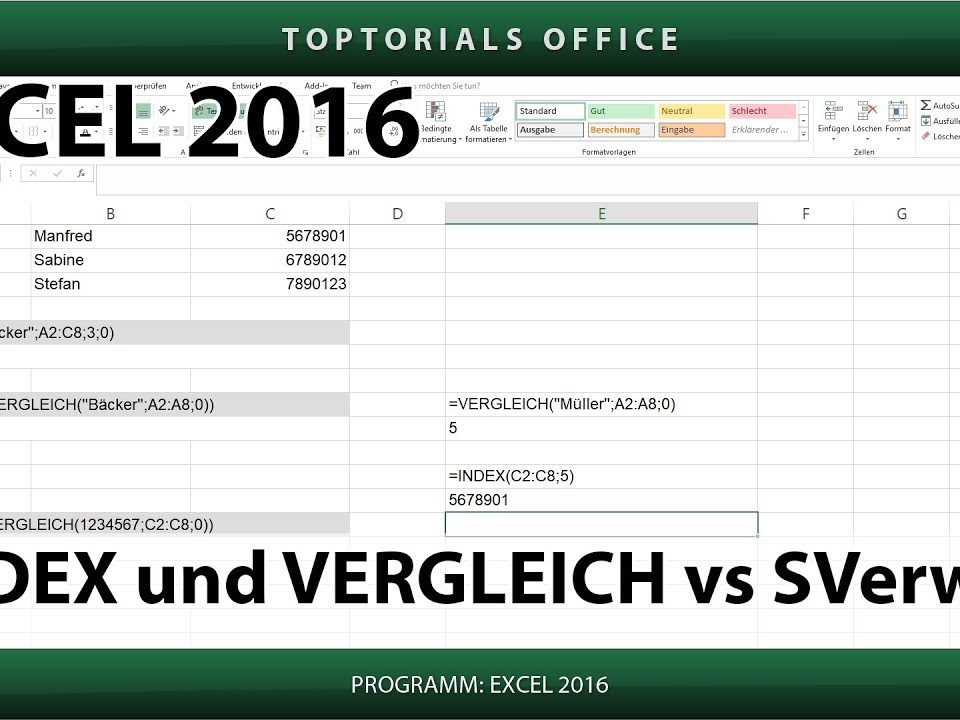 Vorschaubild Index und Vergleich in Excel