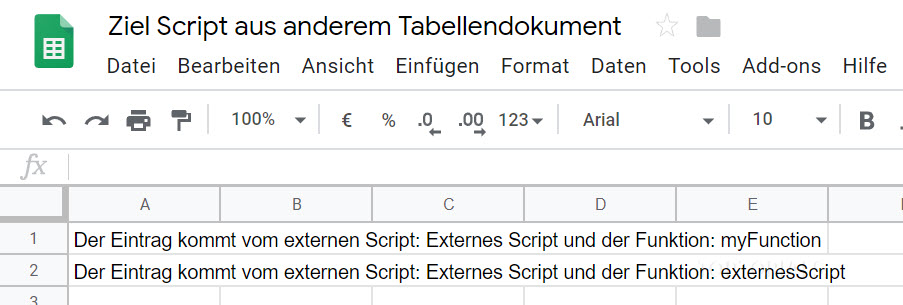 Ergebnis Script von anderem Google Tabellendokument