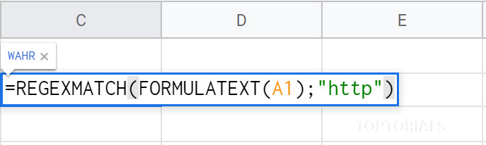 Google Tabellen REGEXMATCH FORMULATEXT