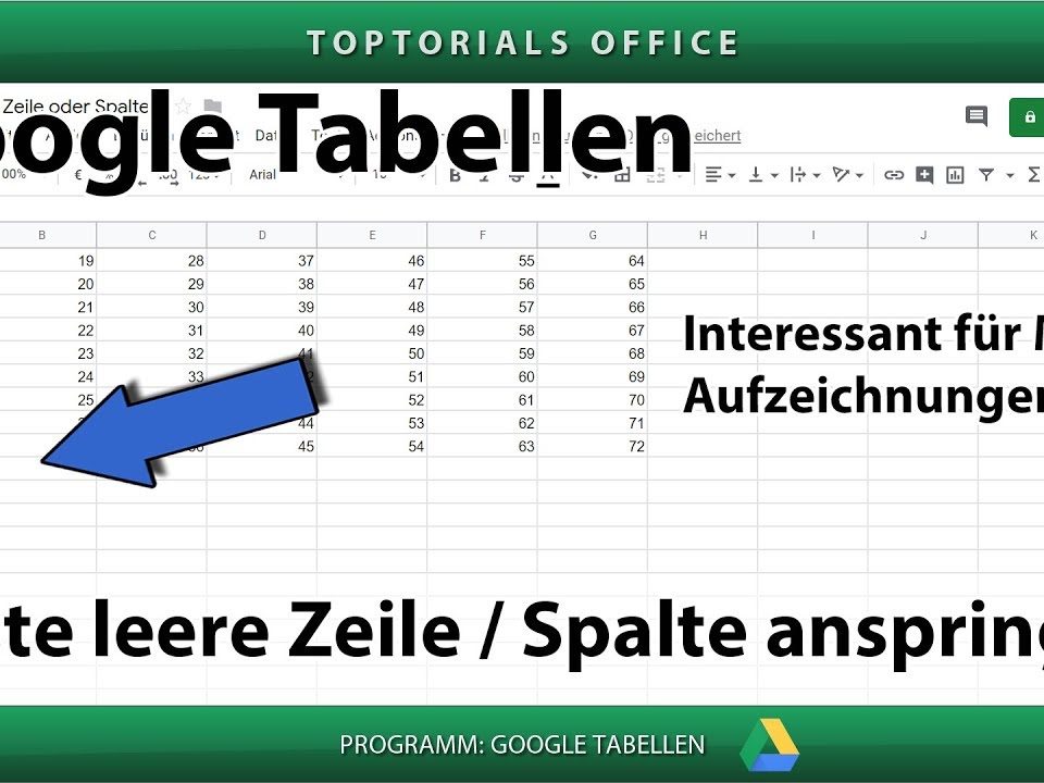 Vorschaubild Erste leere Zeile in Google Tabellen anspringen