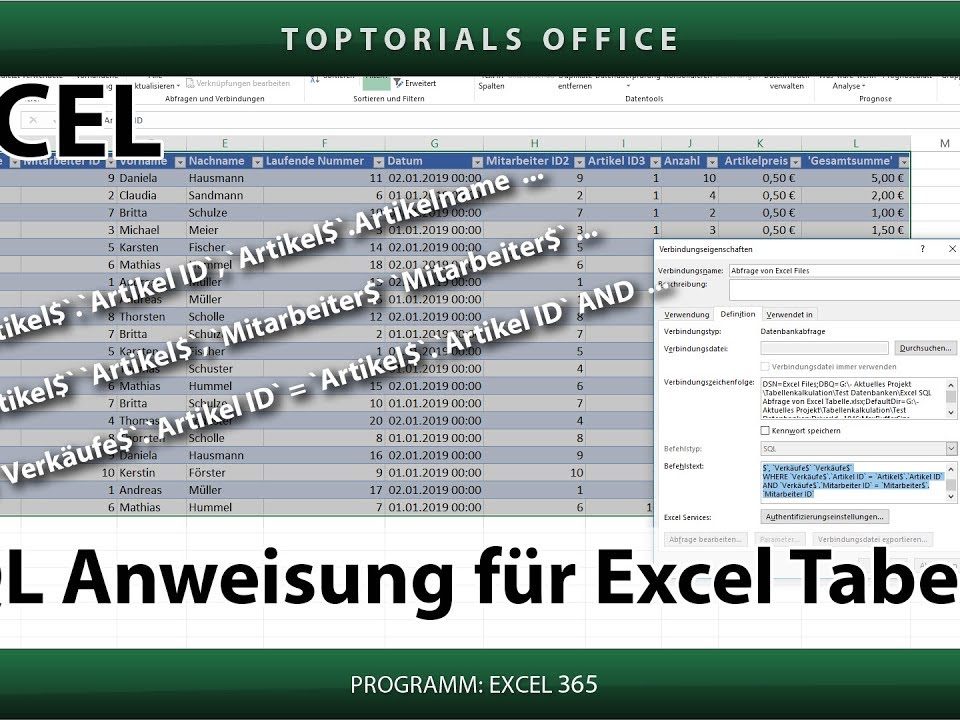 Vorschaubild SQL Abfrage von einer Excel Tabelle