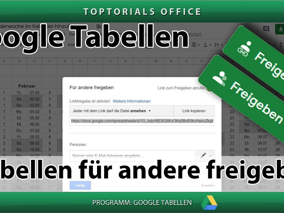 Vorschaubild Google Tabelle für andere freigeben