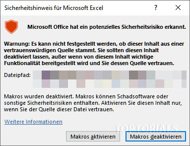 Sicherheitsrisiko Excel Makros