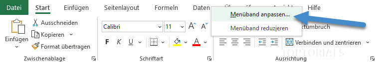 Menüband anpassen