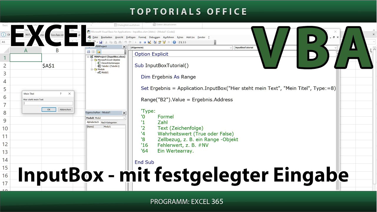 InputBox in Excel VBA - TOPTORIALS