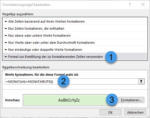 Aktuellen Monat in Spaltenüberschrift markieren