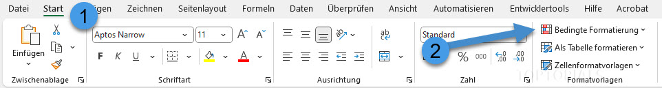 Bedingte Formatierung und neue Regel hinzufügen