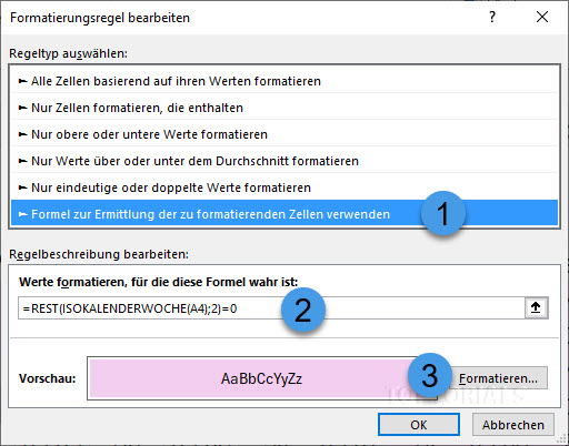 Jede zweite Woche markieren Excel 365