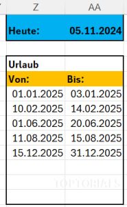 Urlaub oder Ferien im Kalender farbig markieren | Excel 365 – TOPTORIALS